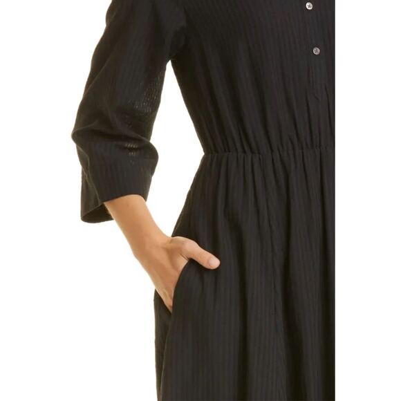 Jenni Kayne Seersucker Dress Shirtdress Black Size Small - Picture 3 of 10